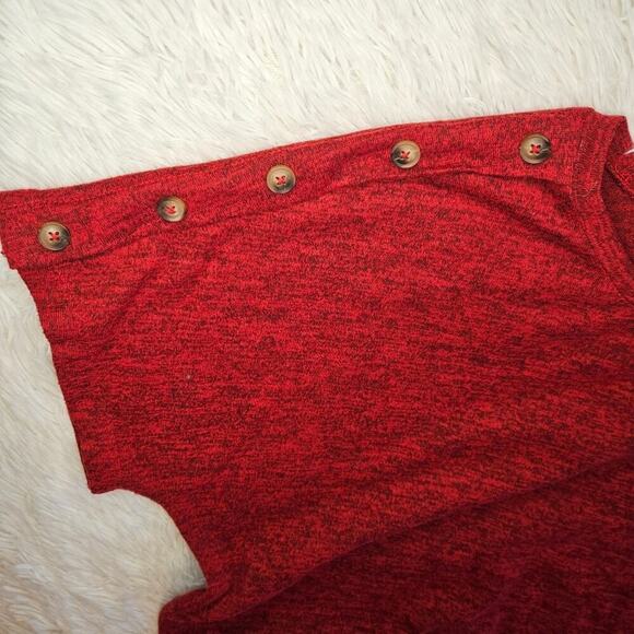2/$30 Always Indigo Red and Black Heathered Sweater Knit Top Size 3X - Picture 8 of 9